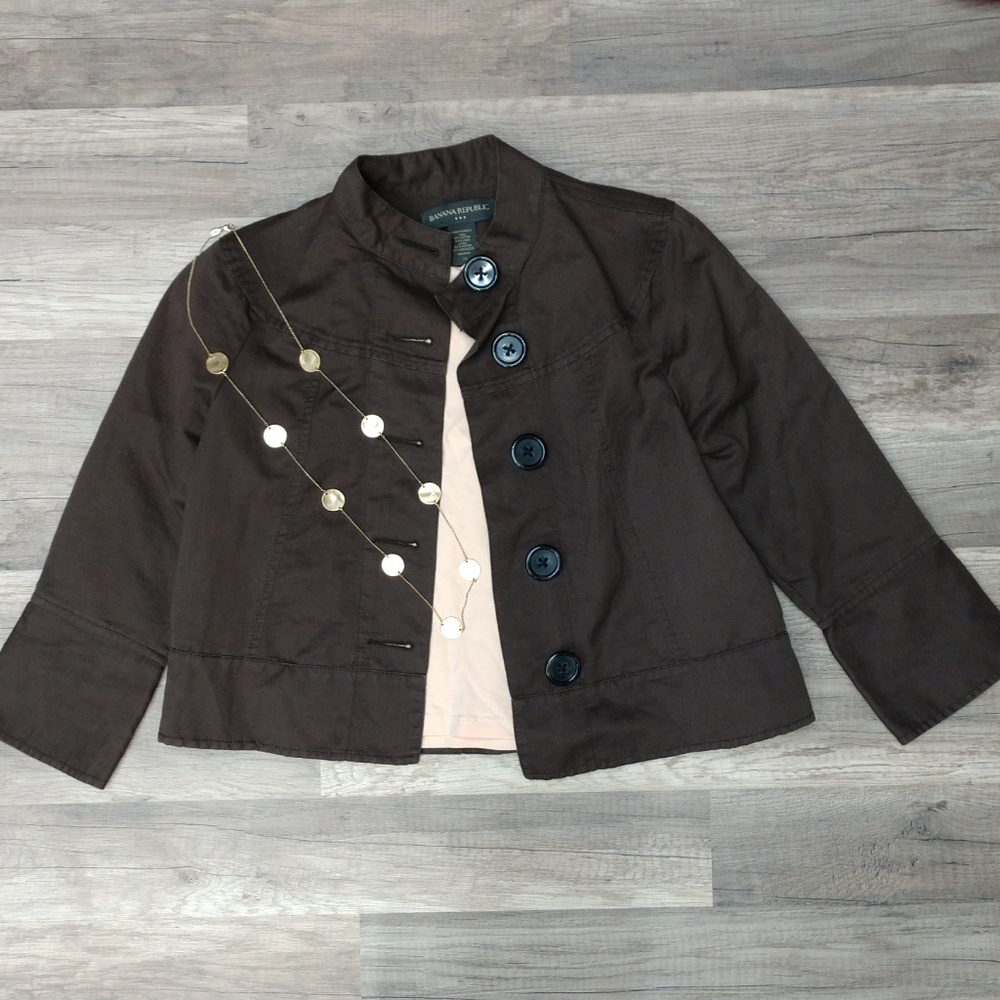 Banana Republic Cropped Linen Blazer Jacket